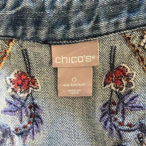 Chico’s Embroidered Boho Denim Jacket - Picture 7 of 9